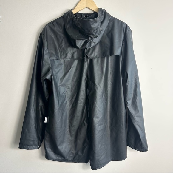 Rains Unisex Black Hooded Rain Jacket Size S-M - Picture 7 of 10